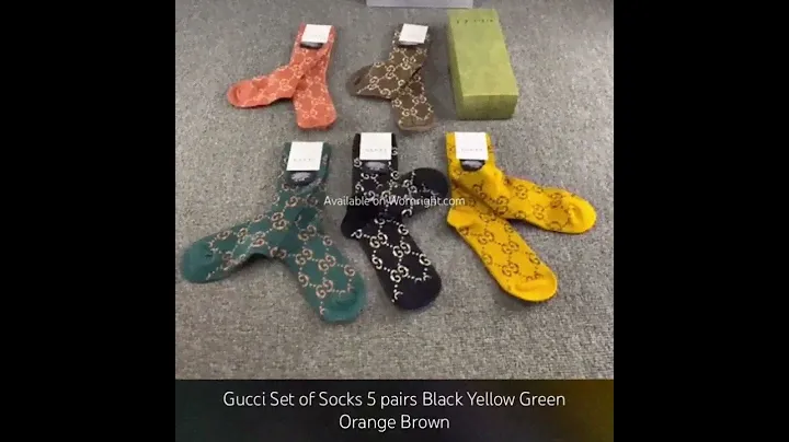 Gucci Set of Socks 5 pairs Black Yellow Green Orange Brown available on Wornright Authentic Luxury